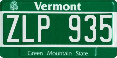 VT license plate ZLP935
