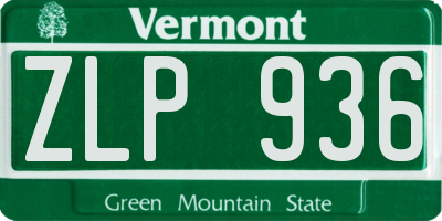 VT license plate ZLP936