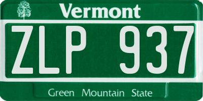 VT license plate ZLP937