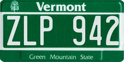 VT license plate ZLP942