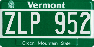 VT license plate ZLP952