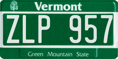 VT license plate ZLP957