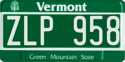 VT license plate ZLP958