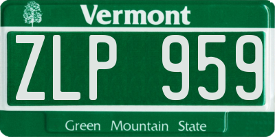 VT license plate ZLP959