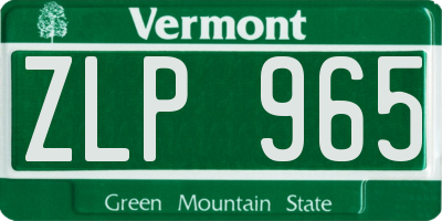 VT license plate ZLP965
