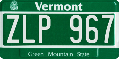 VT license plate ZLP967