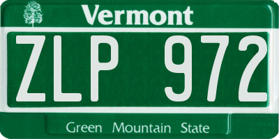 VT license plate ZLP972