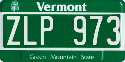 VT license plate ZLP973