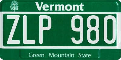 VT license plate ZLP980