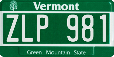 VT license plate ZLP981
