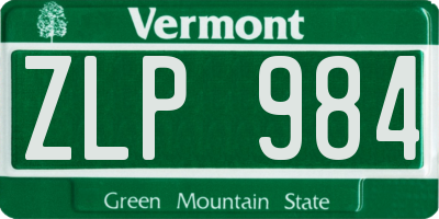 VT license plate ZLP984