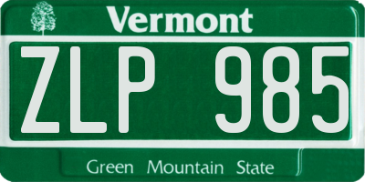 VT license plate ZLP985