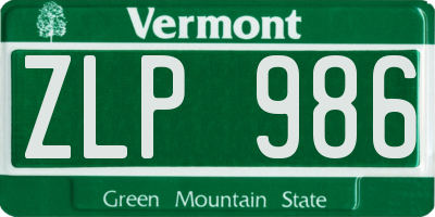 VT license plate ZLP986