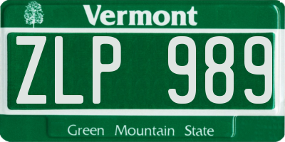 VT license plate ZLP989