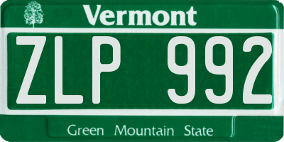VT license plate ZLP992