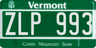 VT license plate ZLP993