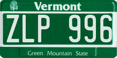 VT license plate ZLP996