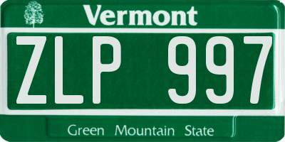 VT license plate ZLP997