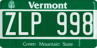 VT license plate ZLP998