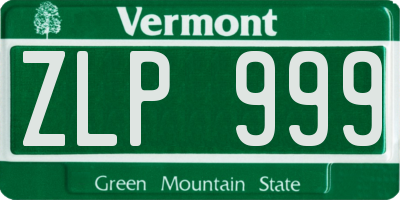 VT license plate ZLP999