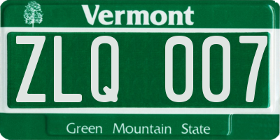 VT license plate ZLQ007