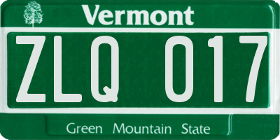 VT license plate ZLQ017