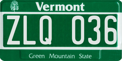 VT license plate ZLQ036