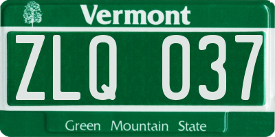 VT license plate ZLQ037
