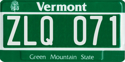 VT license plate ZLQ071