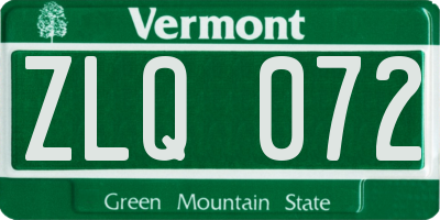 VT license plate ZLQ072
