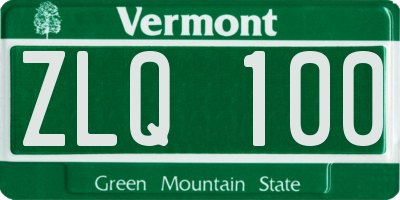VT license plate ZLQ100