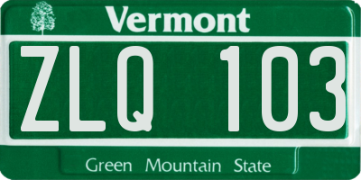 VT license plate ZLQ103