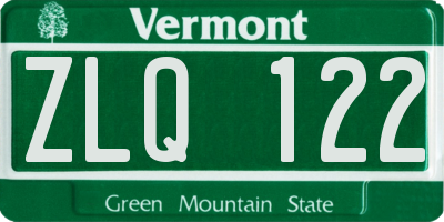VT license plate ZLQ122