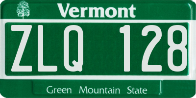 VT license plate ZLQ128