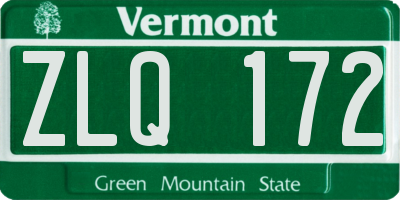 VT license plate ZLQ172