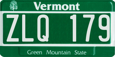 VT license plate ZLQ179