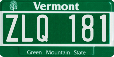 VT license plate ZLQ181