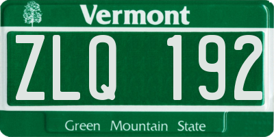 VT license plate ZLQ192