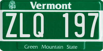 VT license plate ZLQ197