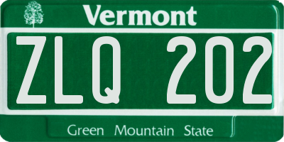 VT license plate ZLQ202