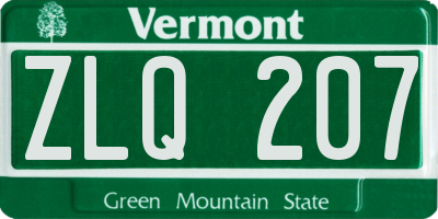VT license plate ZLQ207