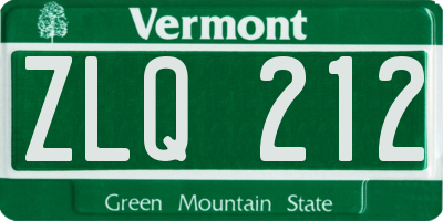 VT license plate ZLQ212
