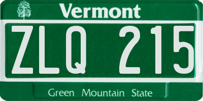 VT license plate ZLQ215