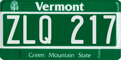 VT license plate ZLQ217