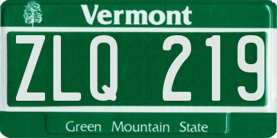 VT license plate ZLQ219