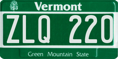 VT license plate ZLQ220