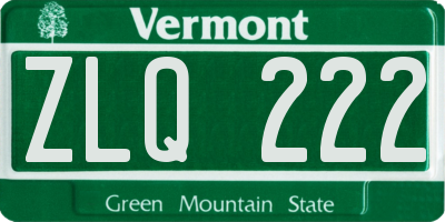 VT license plate ZLQ222