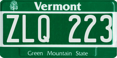 VT license plate ZLQ223