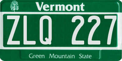 VT license plate ZLQ227
