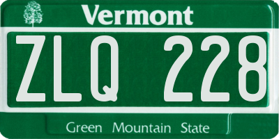 VT license plate ZLQ228